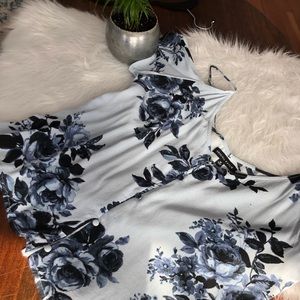 Kendall & Kylie Off the shoulder blue floral top